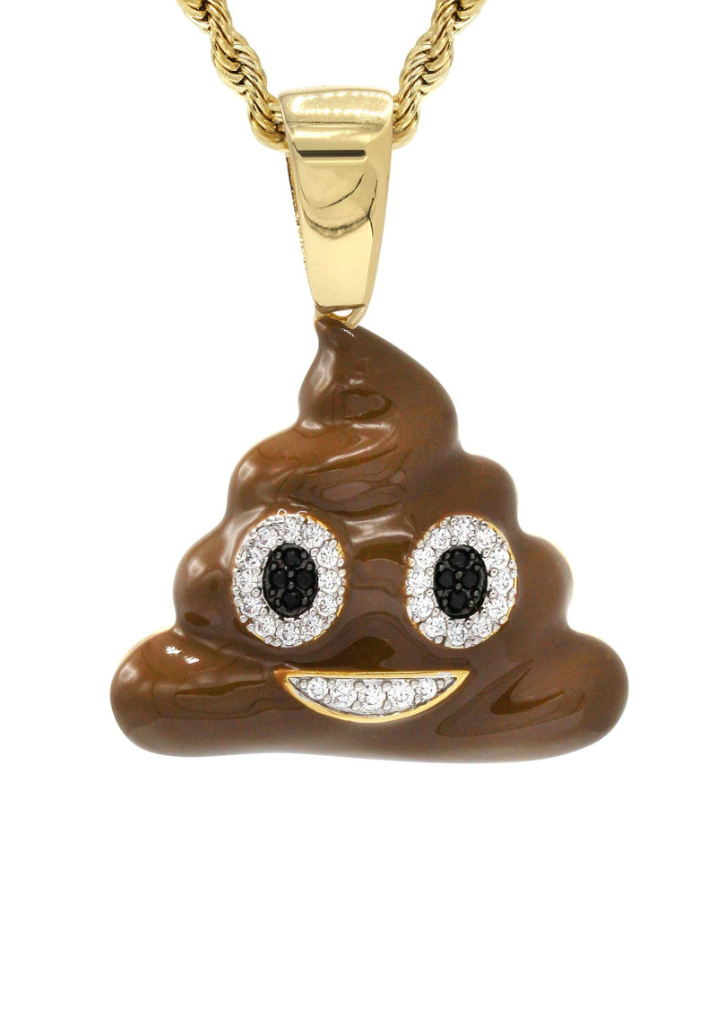 Mens Gold Plated Rope Chain & Emoji Pendant | Appx. 17 Grams