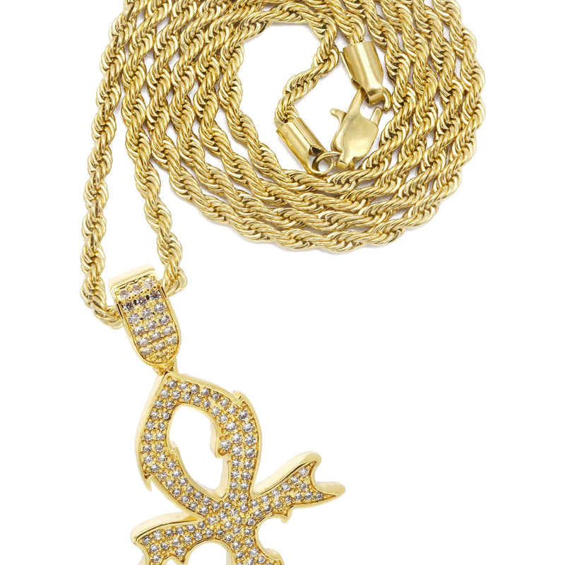 Mens Gold Plated Rope Chain & Cross Pendant | Appx. 13.4 Grams