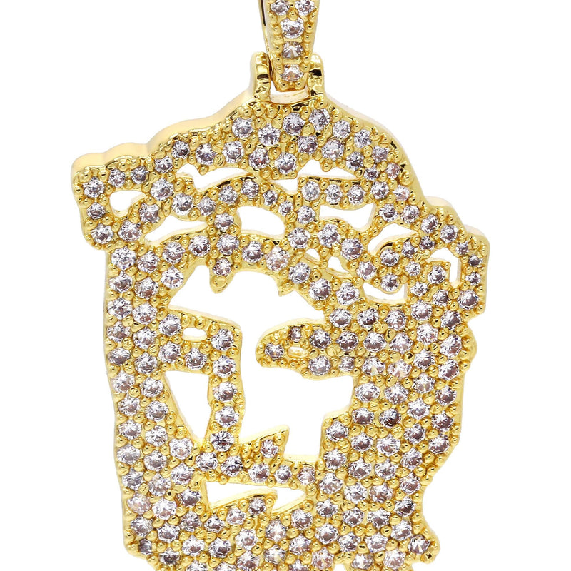 Mens Gold Plated Jesus Head Pendant | 6.6 Grams