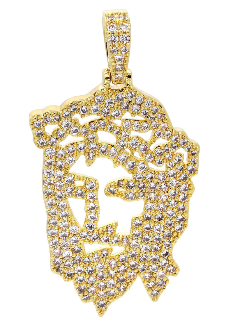 Mens Gold Plated Jesus Head Pendant | 6.6 Grams