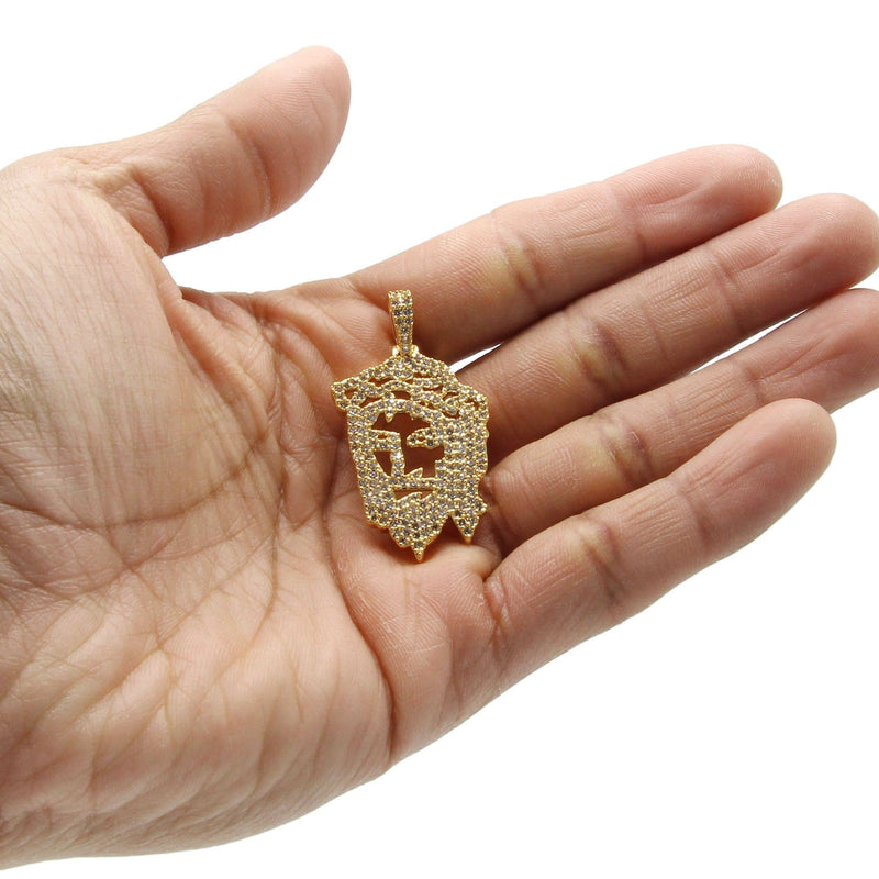 Mens Gold Plated Jesus Head Pendant | 6.6 Grams