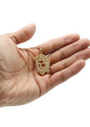 Mens Gold Plated Jesus Head Pendant | 6.6 Grams