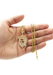 Mens Gold Plated Rope Chain & Jesus Piece Chain | Appx. 14.6 Grams