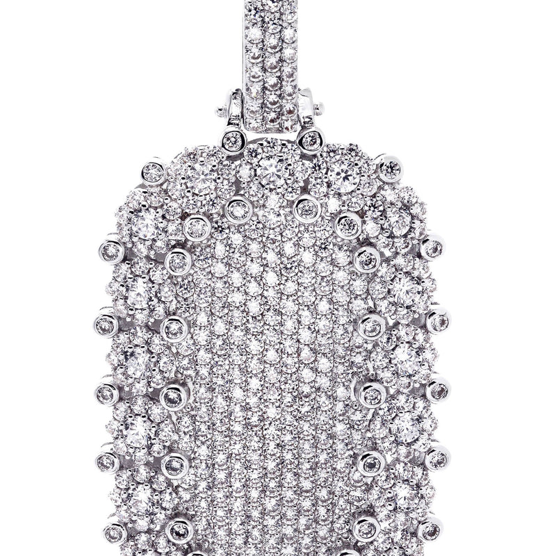 White Gold Plated Cuban Link Chain & Dog Tag Pendant | Appx. 40.2 Grams