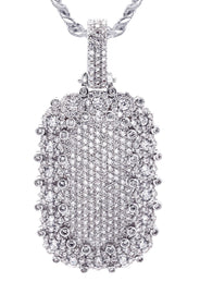 White Gold Plated Cuban Link Chain & Dog Tag Pendant | Appx. 40.2 Grams