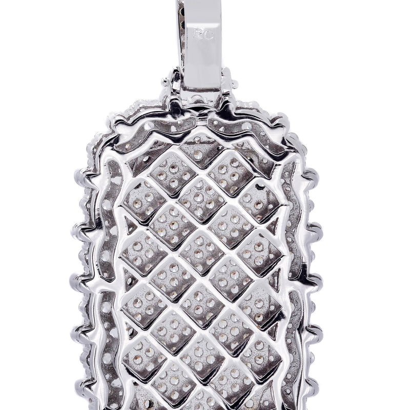 White Gold Plated Cuban Link Chain & Dog Tag Pendant | Appx. 40.2 Grams