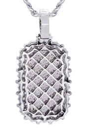 White Gold Plated Cuban Link Chain & Dog Tag Pendant | Appx. 40.2 Grams