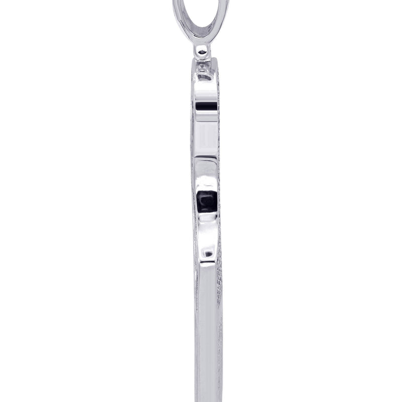 White Gold Plated Cuban Link Chain & Comb Pendant | Appx. 18 Grams