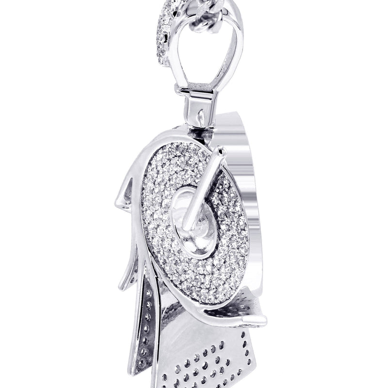 White Gold Plated Cuban Link Chain & Money Roll Pendant | Appx. 18 Grams