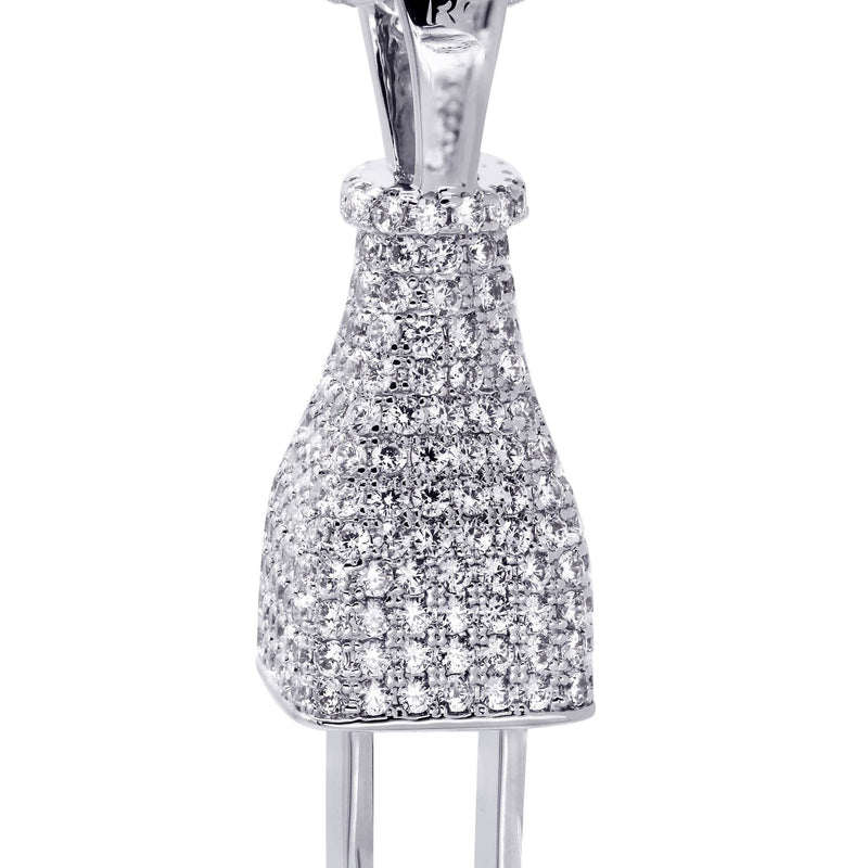 White Gold Plated Cuban Link Chain & Plug Pendant | Appx. 22.7 Grams