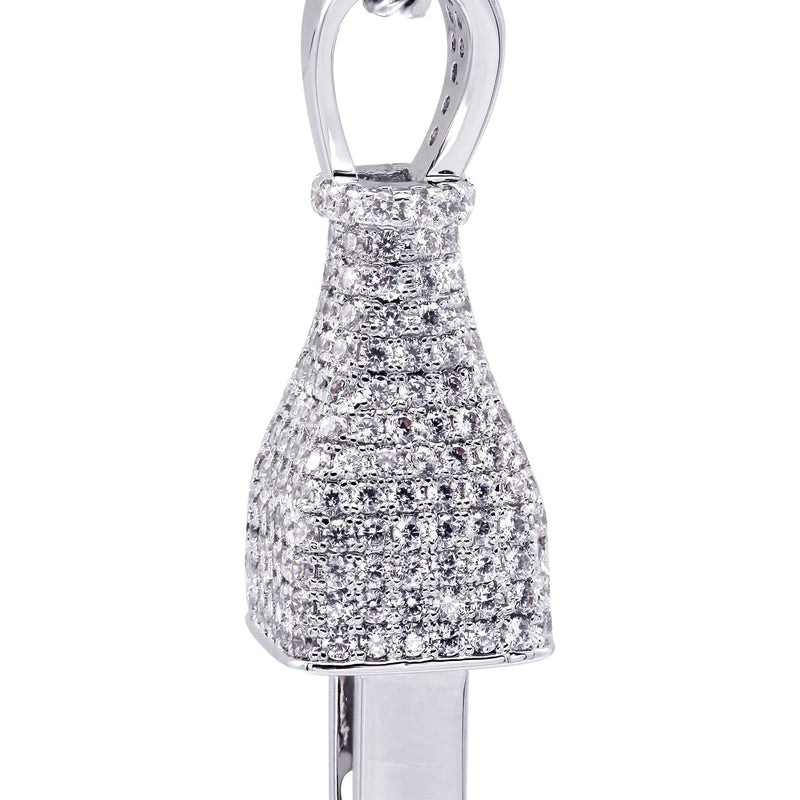 White Gold Plated Cuban Link Chain & Plug Pendant | Appx. 22.7 Grams