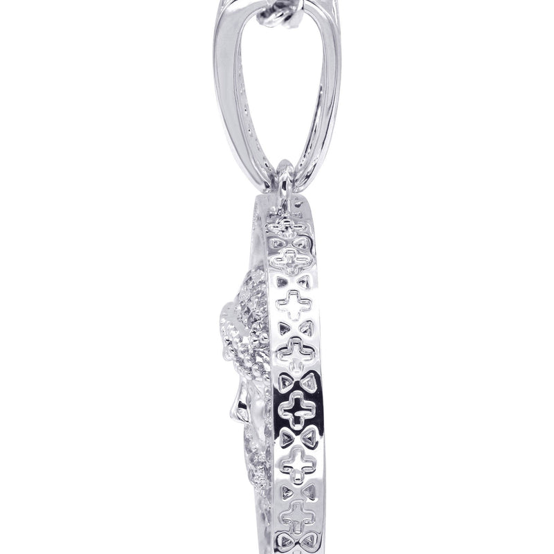 White Gold Plated Cuban Link Chain & Jesus Head Pendant | Appx. 15 Grams