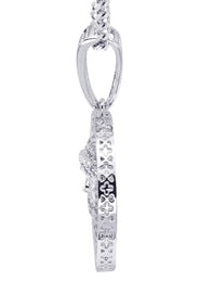 White Gold Plated Cuban Link Chain & Jesus Head Pendant | Appx. 15 Grams
