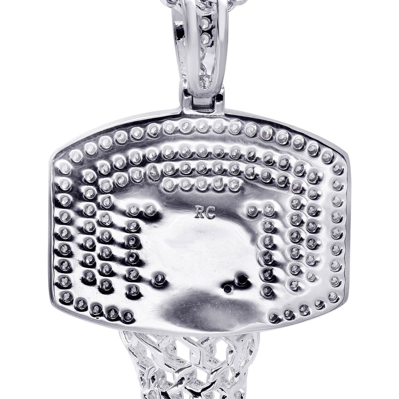White Gold Plated Cuban Link Chain & Basketball Pendant | Appx. 27.3 Grams