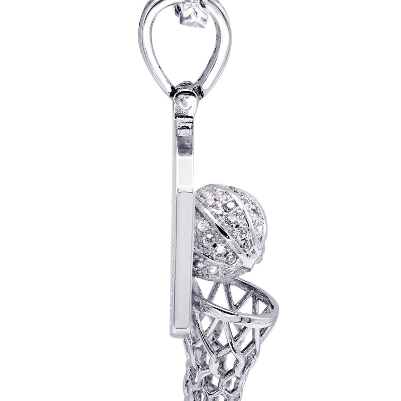 White Gold Plated Cuban Link Chain & Basketball Pendant | Appx. 27.3 Grams