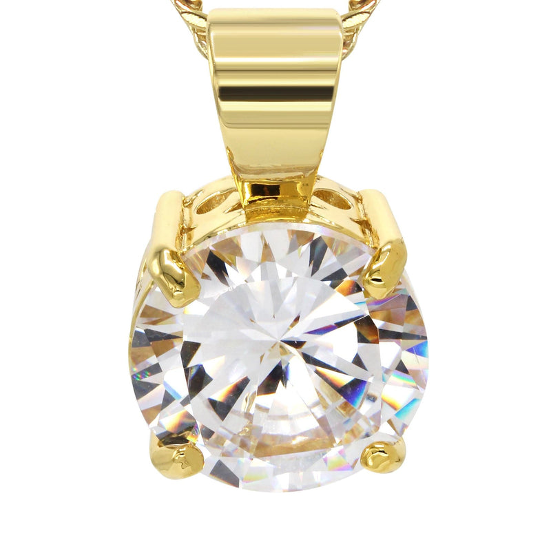 Mens Gold Plated Cuban Link Chain & Cubic Zirconia Pendant | Appx. 16.3 Grams