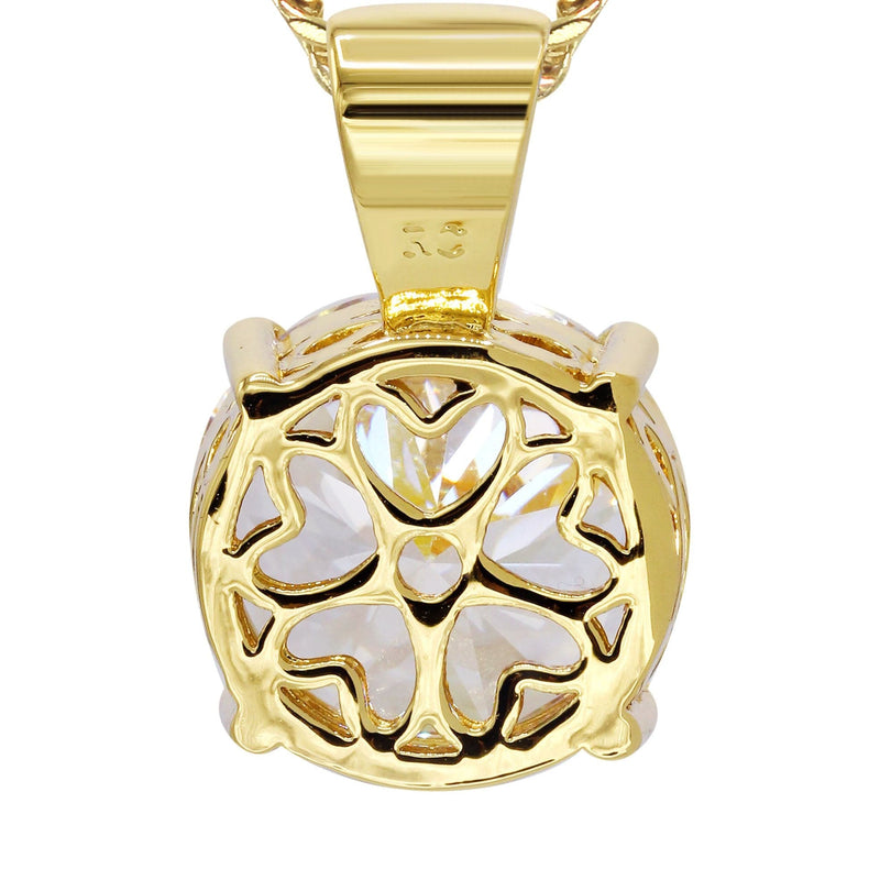 Mens Gold Plated Cuban Link Chain & Cubic Zirconia Pendant | Appx. 16.3 Grams
