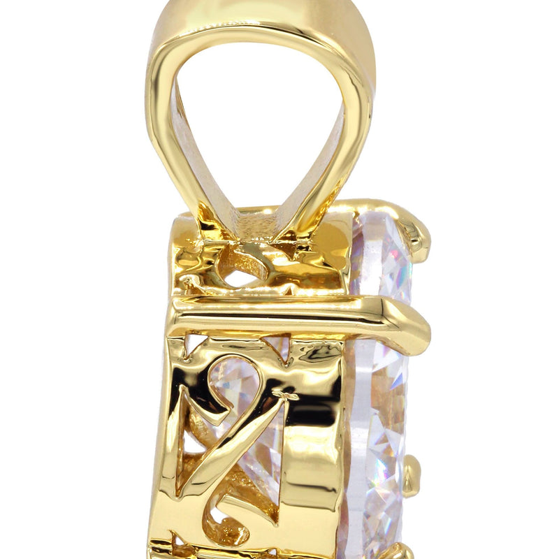 Mens Gold Plated Cubic Zirconia Pendant | 8.3 Grams