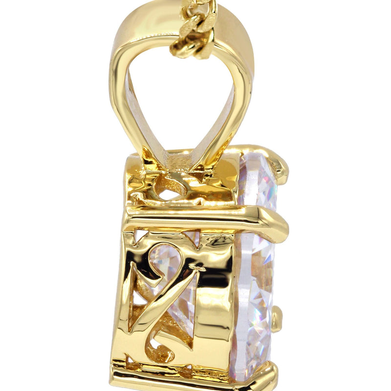 Mens Gold Plated Cuban Link Chain & Cubic Zirconia Pendant | Appx. 16.3 Grams