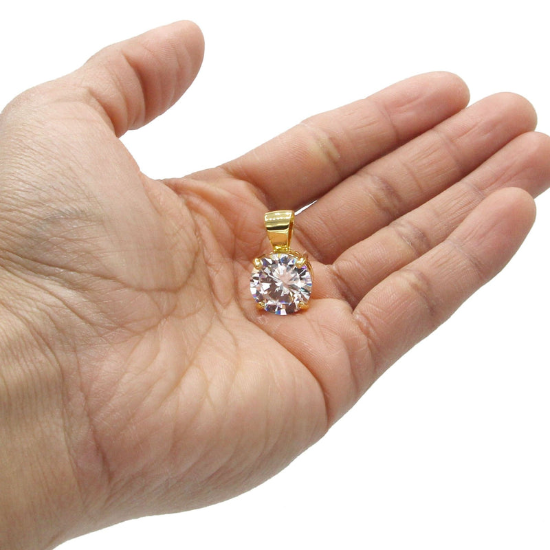 Mens Gold Plated Cubic Zirconia Pendant | 8.3 Grams
