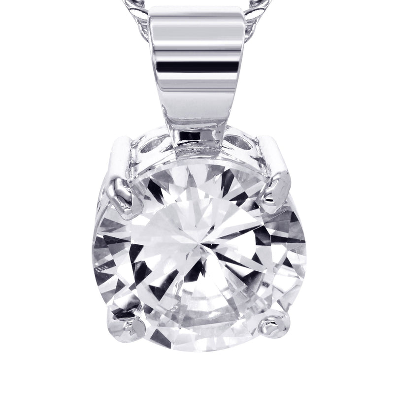 White Gold Plated Cuban Link Chain & Cubic Zirconia Pendant | Appx. 16.3 Grams