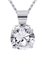 White Gold Plated Cuban Link Chain & Cubic Zirconia Pendant | Appx. 16.3 Grams