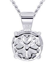 White Gold Plated Cuban Link Chain & Cubic Zirconia Pendant | Appx. 16.3 Grams