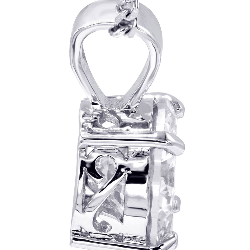 White Gold Plated Cuban Link Chain & Cubic Zirconia Pendant | Appx. 16.3 Grams