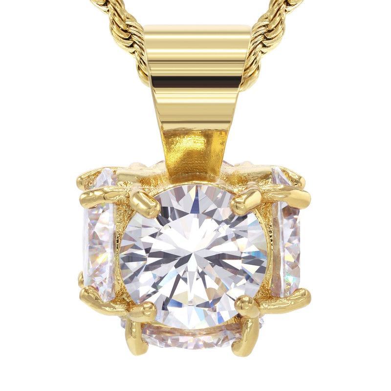 Mens Gold Plated Rope Chain & Cubic Zirconia Pendant | Appx. 19 Grams