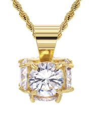Mens Gold Plated Rope Chain & Cubic Zirconia Pendant | Appx. 19 Grams