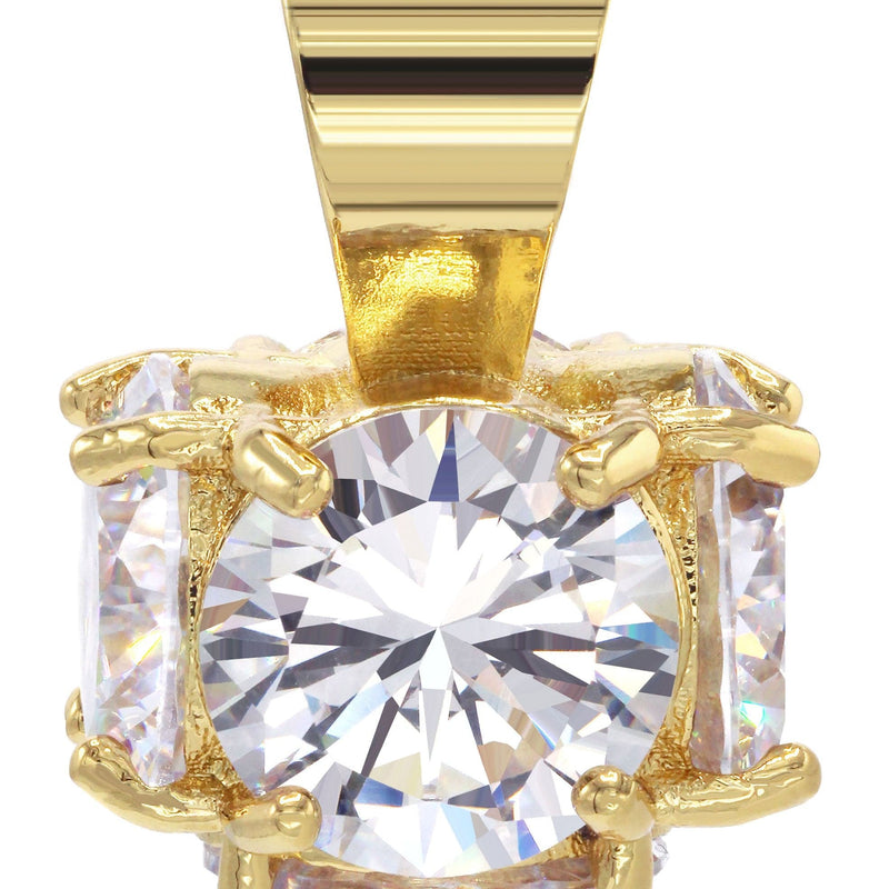 Mens Gold Plated Cubic Zirconia Pendant | 11 Grams