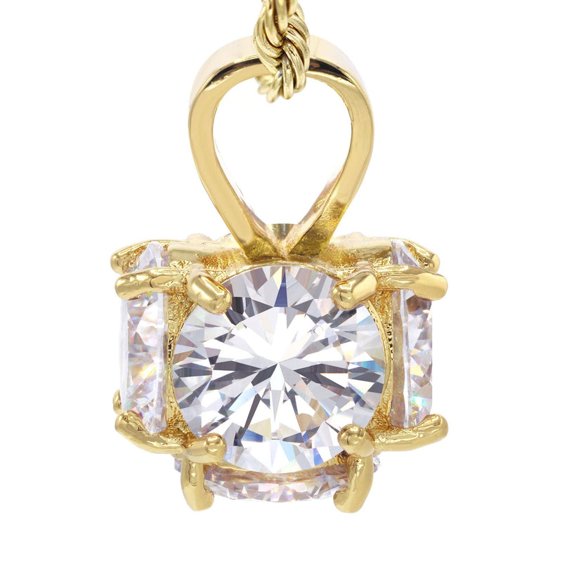 Mens Gold Plated Rope Chain & Cubic Zirconia Pendant | Appx. 19 Grams