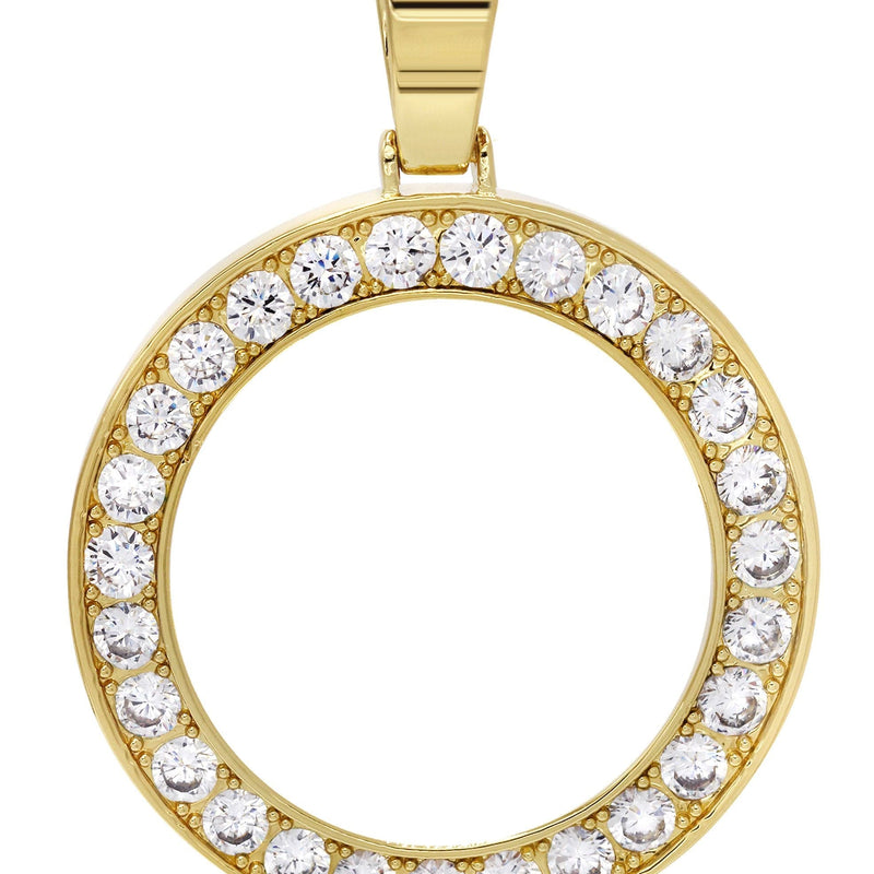 Mens Gold Plated Cuban Link Chain & Circle Pendant | Appx. 25 Grams