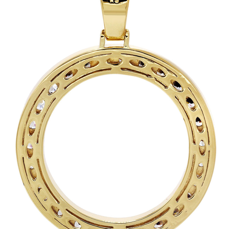 Mens Gold Plated Cuban Link Chain & Circle Pendant | Appx. 25 Grams