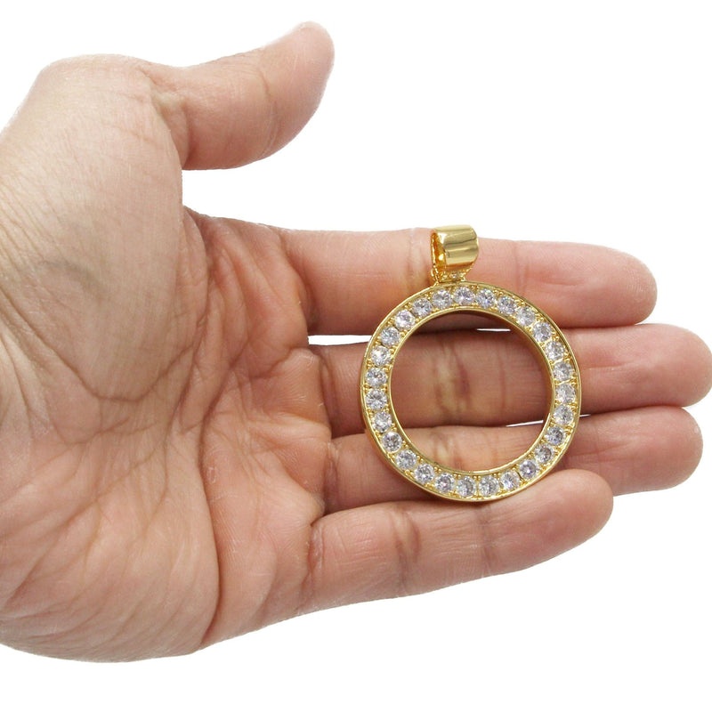 Mens Gold Plated Circle Pendant | 17 Grams
