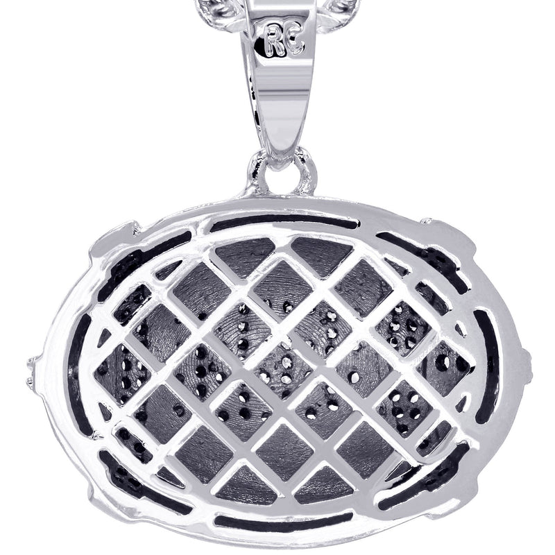 White Gold Plated Cuban Link Chain & Football Pendant | Appx. 15.3 Grams