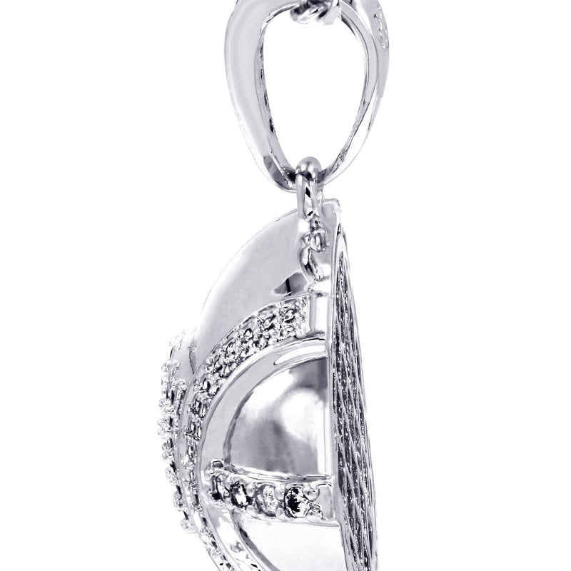 White Gold Plated Cuban Link Chain & Football Pendant | Appx. 15.3 Grams