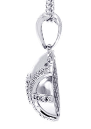 White Gold Plated Cuban Link Chain & Football Pendant | Appx. 15.3 Grams