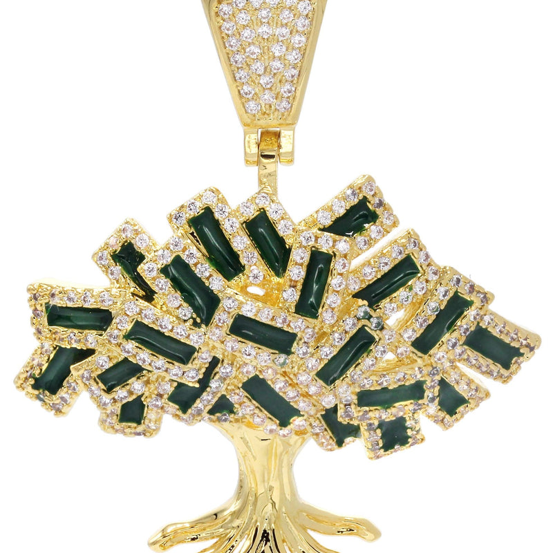 Mens Gold Plated Tree Pendant | 9 Grams