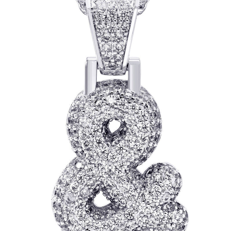 White Gold Plated Cuban Link Chain & & Pendant | Appx. 15.8 Grams