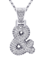 White Gold Plated Cuban Link Chain & & Pendant | Appx. 15.8 Grams