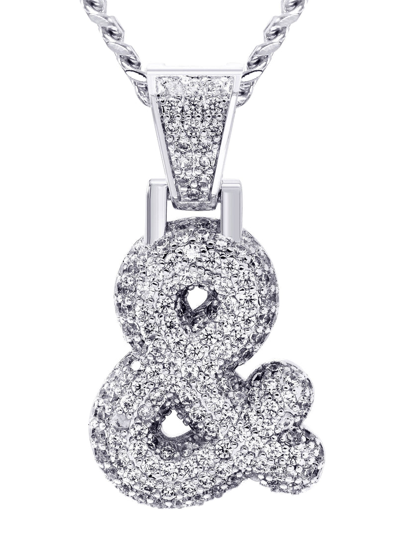 White Gold Plated Cuban Link Chain & & Pendant | Appx. 15.8 Grams