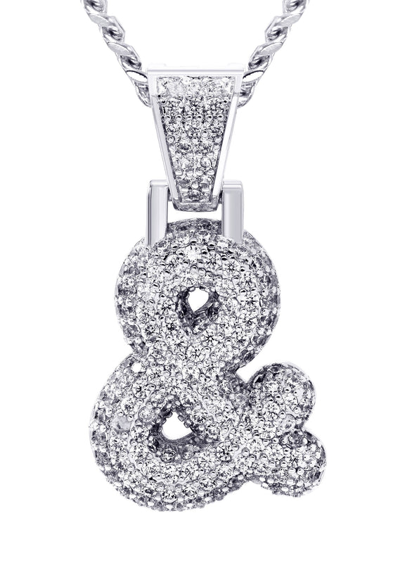 White Gold Plated Cuban Link Chain & & Pendant | Appx. 15.8 Grams