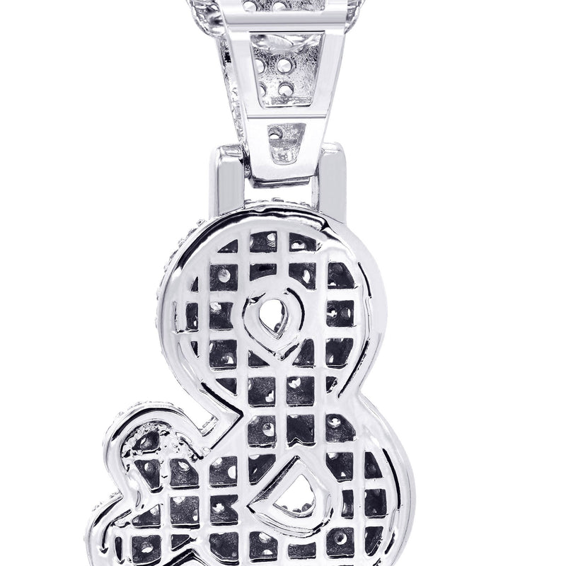 White Gold Plated Cuban Link Chain & & Pendant | Appx. 15.8 Grams