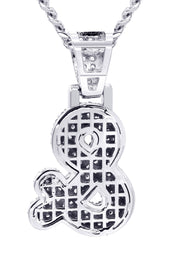 White Gold Plated Cuban Link Chain & & Pendant | Appx. 15.8 Grams