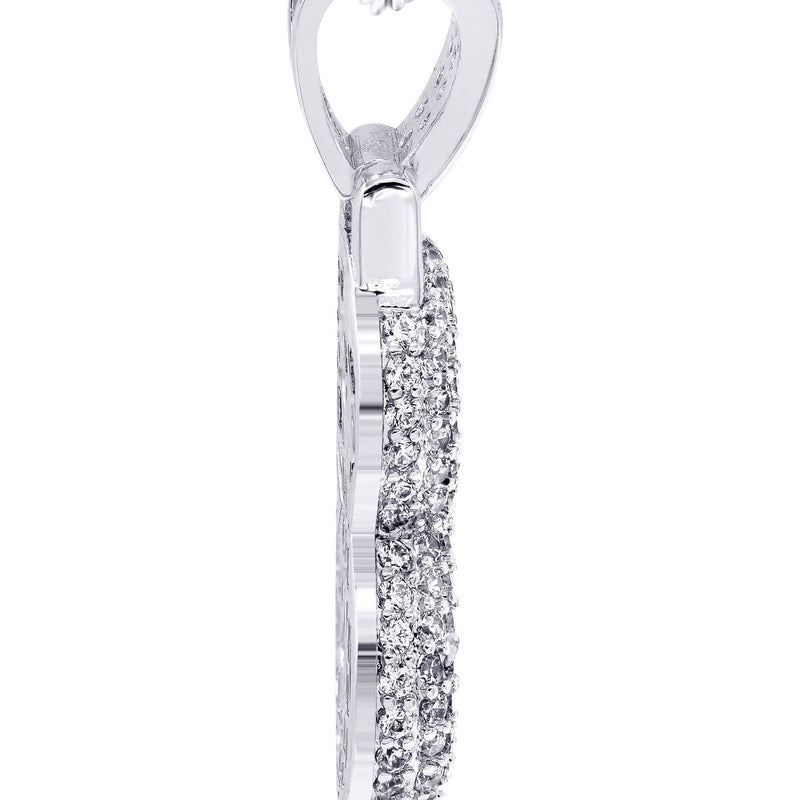 White Gold Plated Cuban Link Chain & & Pendant | Appx. 15.8 Grams