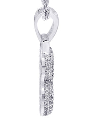 White Gold Plated Cuban Link Chain & & Pendant | Appx. 15.8 Grams