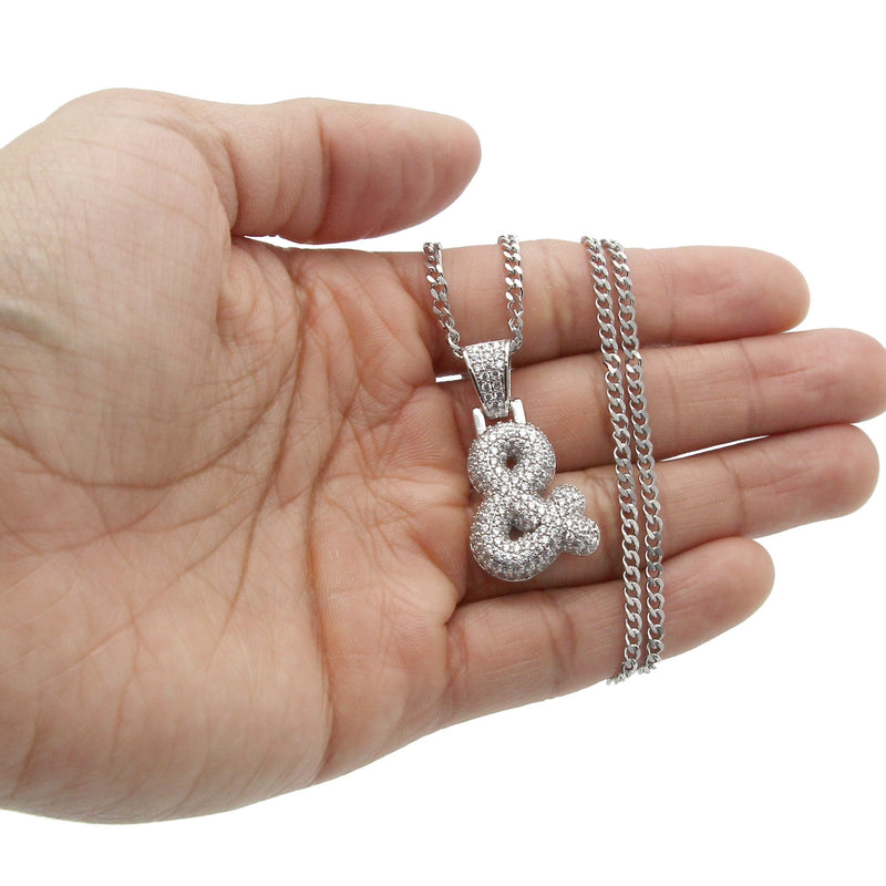 White Gold Plated Cuban Link Chain & & Pendant | Appx. 15.8 Grams