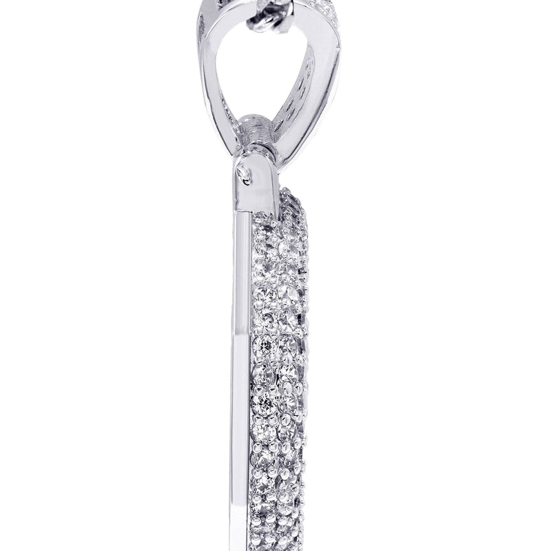 White Gold Plated Cuban Link Chain & @ Pendant | Appx. 18 Grams