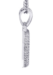 White Gold Plated Cuban Link Chain & @ Pendant | Appx. 18 Grams
